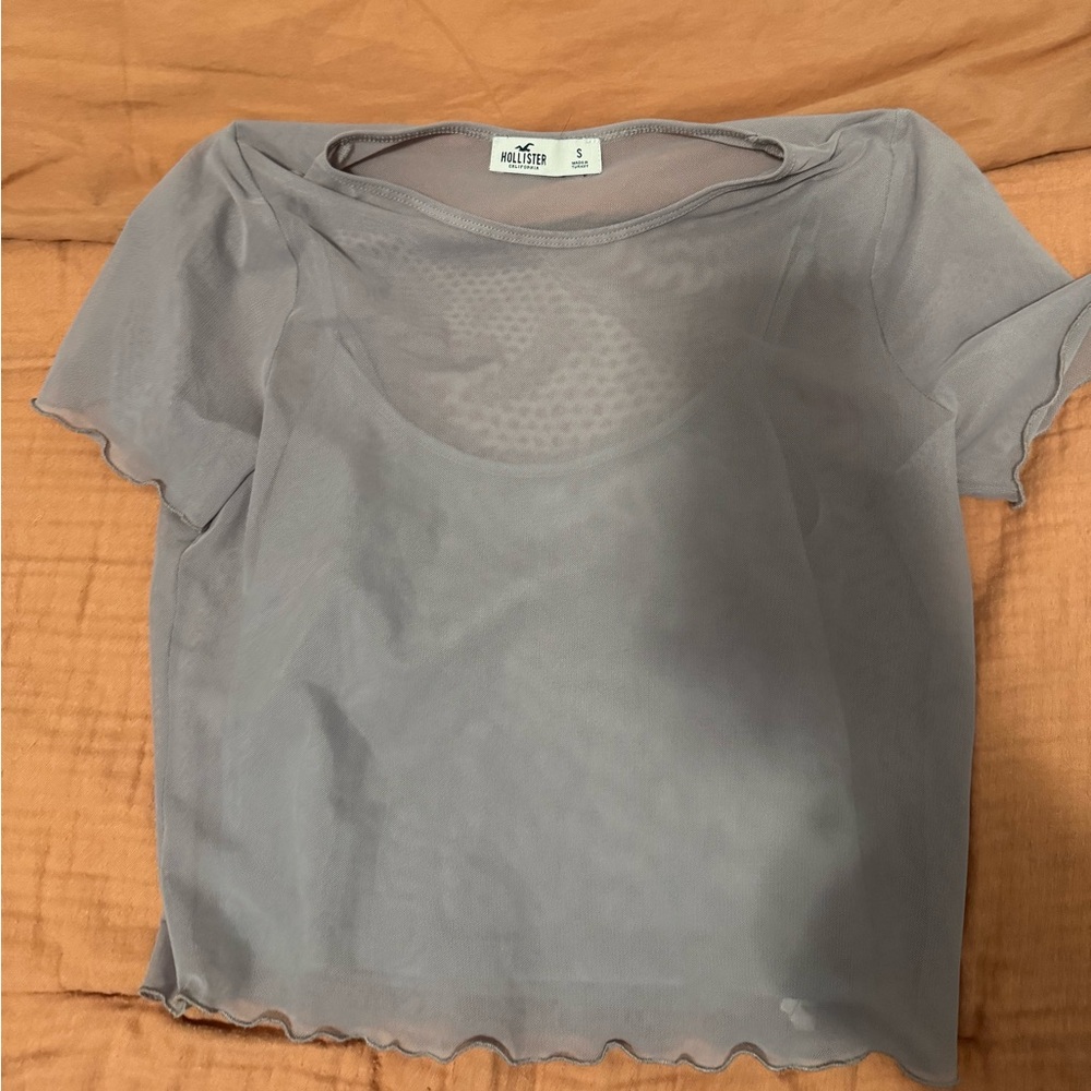Hollister Women's Lilac Sheer Crop Top